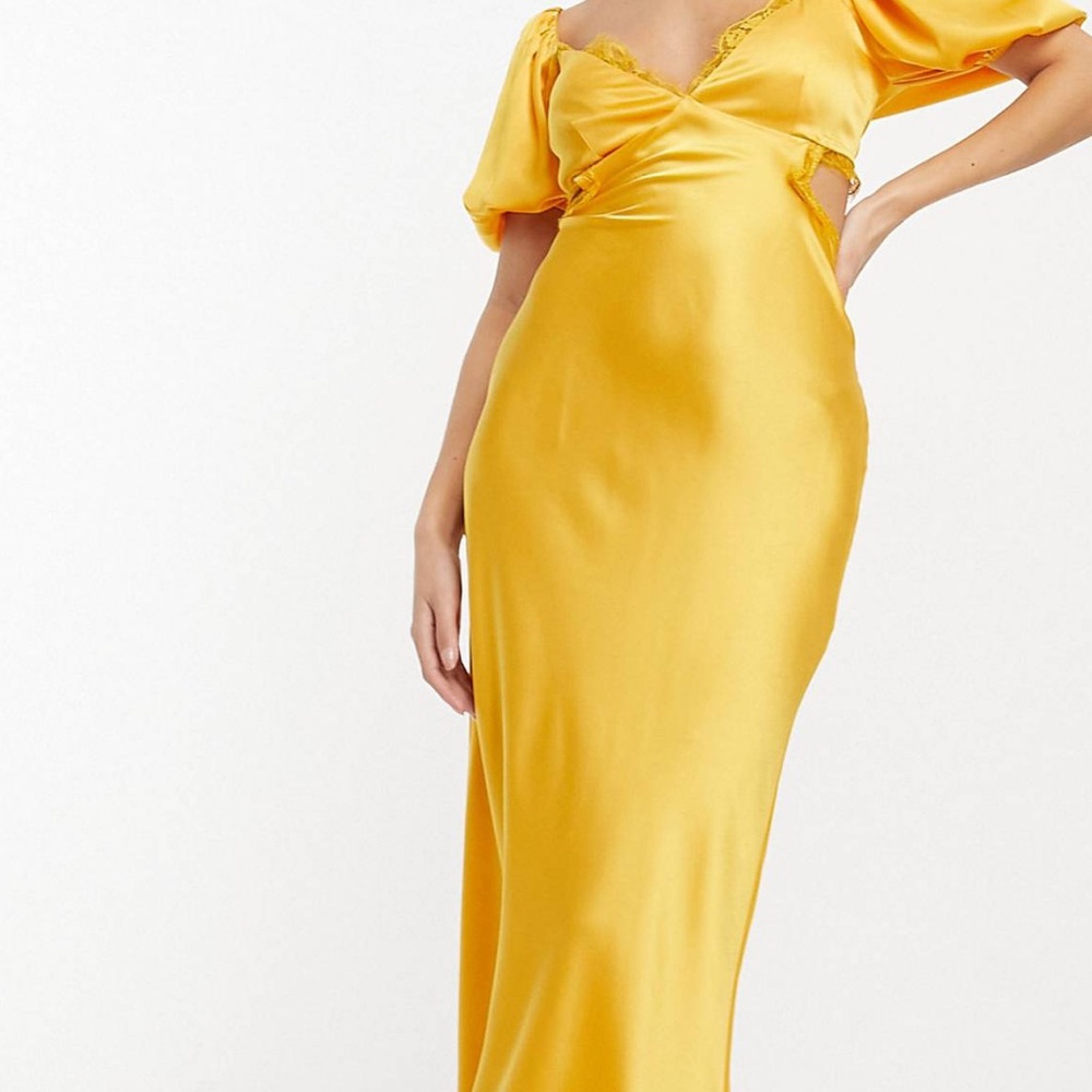 Yellow open back dress